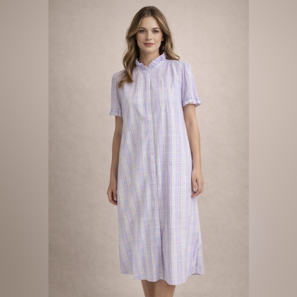 Vintage nightgown size L pastel stripes made in USA